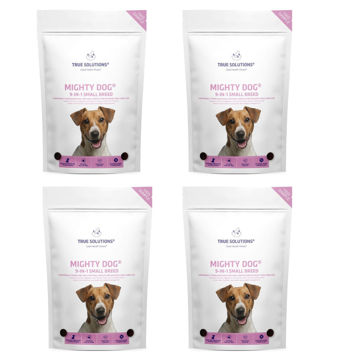 4 x 100g True Solutions Grain Free Adult Mighty Dog 9-in-1 Small Breed Dry Dog Food Samples