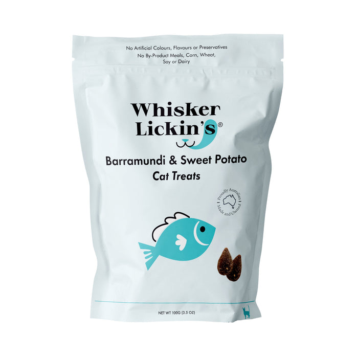 WHISKER LICKIN'S Grain Free Single Protein Barramundi Sweet Potato Cat Treats 100g