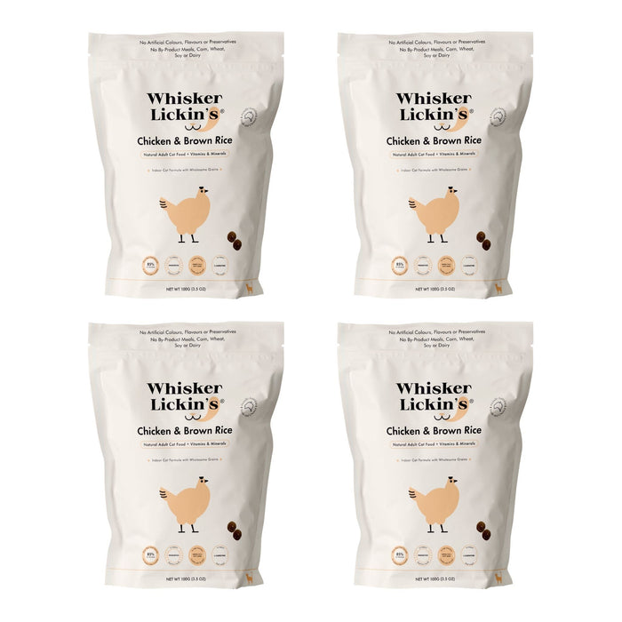 4 x 100g Whisker Lickin's Chicken and Brown Rice Cat Samples