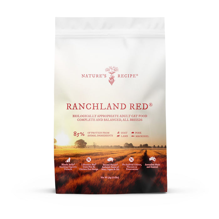 NATURE'S RECIPE Grain Free Adult Ranchland Red Dry Cat Food 3kg