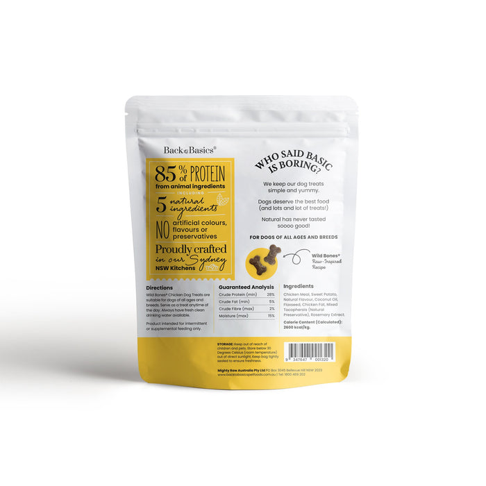 BACK TO BASICS Wild Bones Grain Free High-Protein Chicken Dog Treats 225g