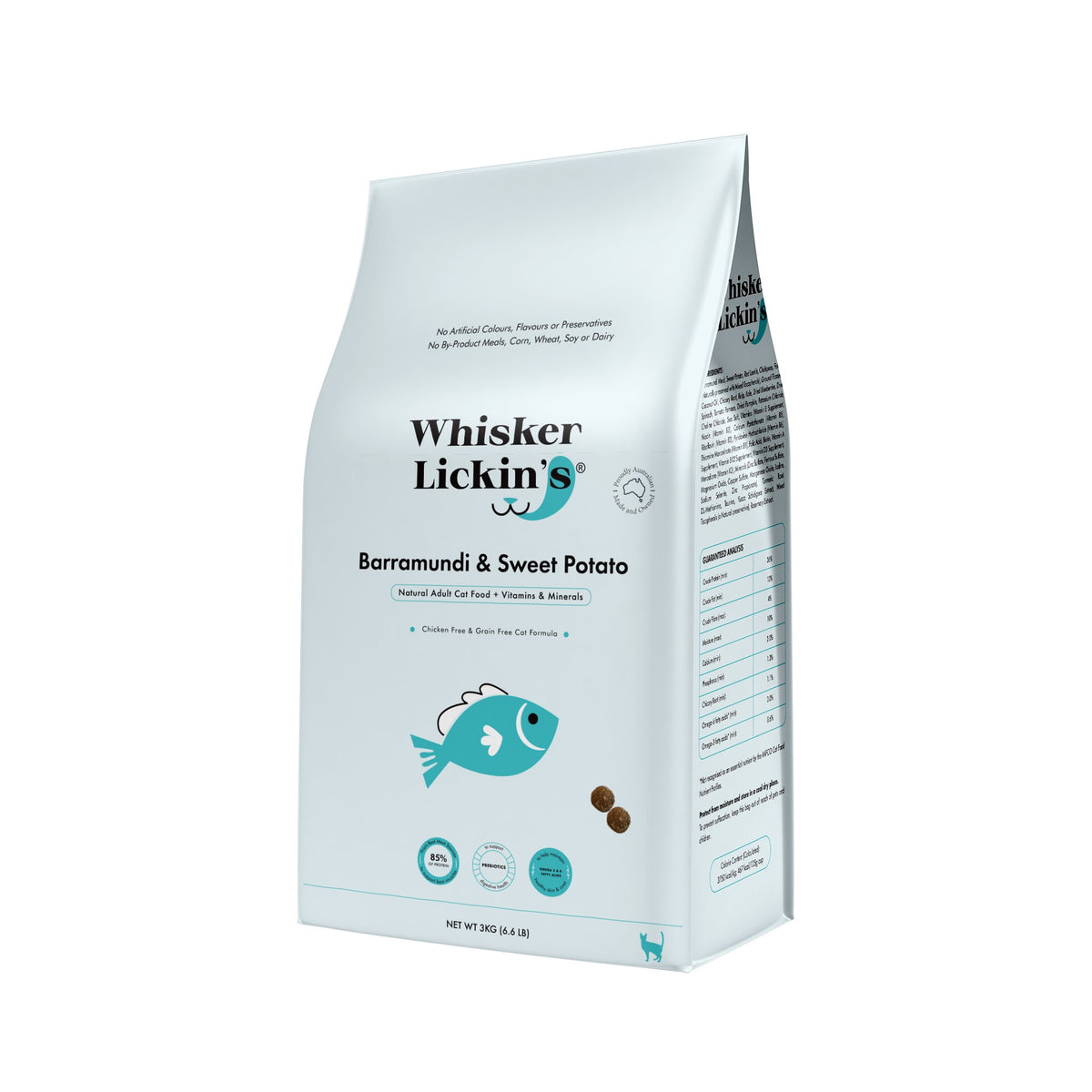 WHISKER LICKIN'S Grain Free Adult Barramundi Sweet Potato Dry Cat Food
