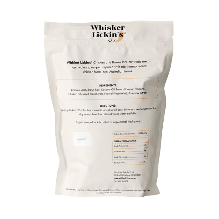 WHISKER LICKIN'S Single Protein Chicken Brown Rice Cat Treats 100g