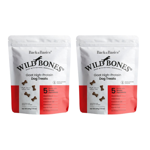 Bundle 2 x BACK TO BASICS Wild Bones High-Protein Goat Dog Treats 225g