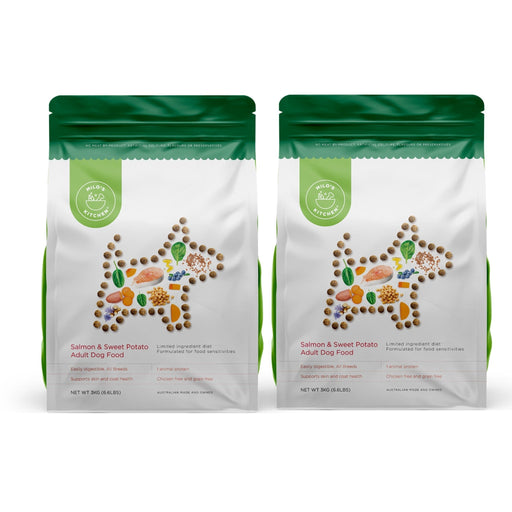 Bundle 2 x MILO'S KITCHEN Grain Free Adult Single Protein Salmon Sweet Potato Dry Dog Food 3kg