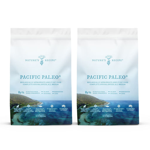 Bundle 2 x NATURE'S RECIPE Grain Free Adult Pacific Paleo Dry Cat Food 3kg