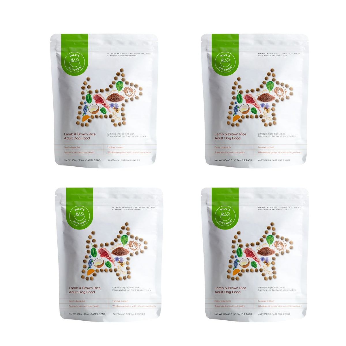 4 x 100g Milo's Kitchen Lamb and Brown Rice Dog Food Samples — Pet Valu