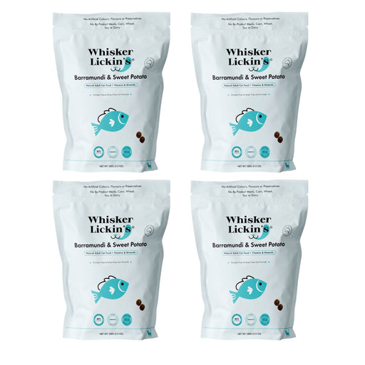 4 x 100g Whisker Lickin's Barramundi and Sweet Potato Cat Samples
